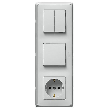Блок: выключатель, выключатель 2-клавишный и розетка Legrand CARIVA, скрытый монтаж, белый, 773644