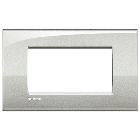 Рамка 4 модуля BTicino LIVING LIGHT, горизонтальная, лунное серебро, LNC4804GL