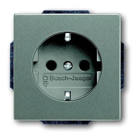 Розетка ABB SOLO, скрытый монтаж, с заземлением, серый металлик, 2011-0-6216
