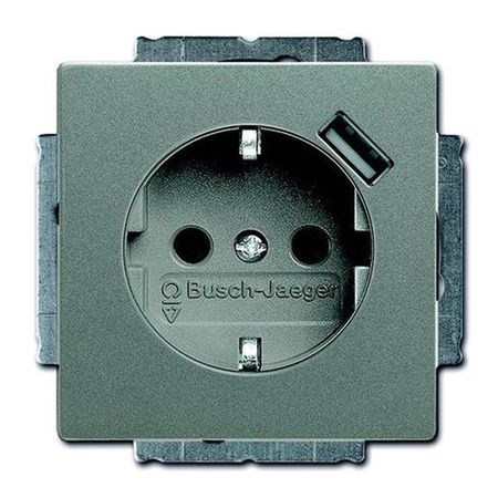 Розетка 1xUSB ABB SOLO, серый металлик, 2011-0-6180