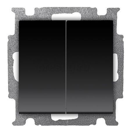 Выключатель 2-клавишный ABB BASIC55, château-black, 2006//5 UC-95-507, 2CKA001012A2177