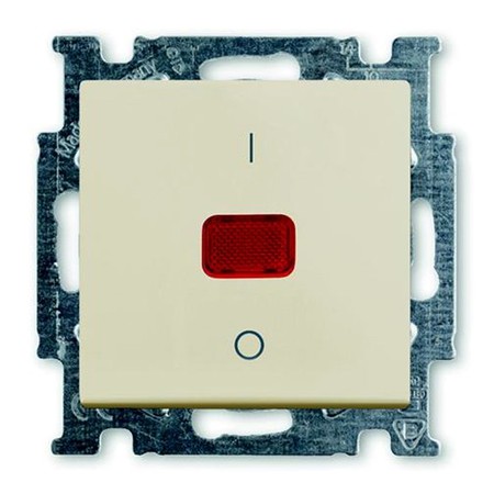Выключатель 1-клавишный двухполюсный ABB BASIC55 с подсветкой, слоновая кость, 1020//2 UCK-92-507, 2CKA001020A0090
