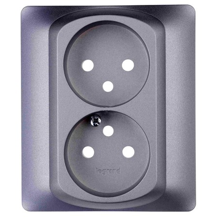 Накладка на розетку Legrand GALEA LIFE, с заземлением, алюминий, 771335