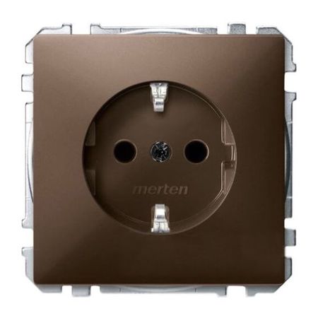 Розетка Schneider Electric MERTEN SYSTEM DESIGN, скрытый монтаж, с заземлением, со шторками, коричневый, MTN2300-4015