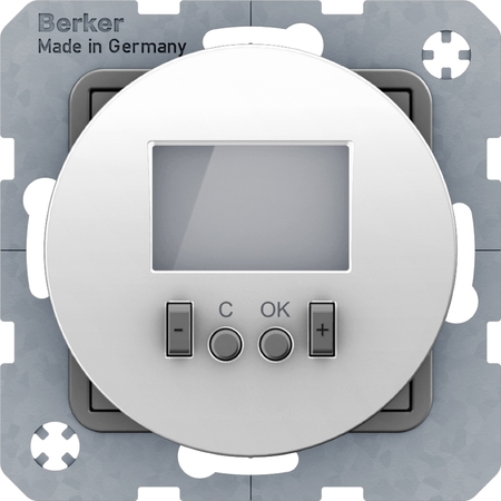Термостат комнатный Berker, с дисплеем, белый глянцевый, 20452089