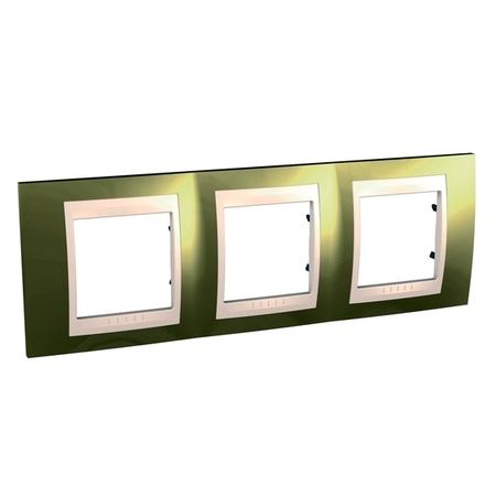 Рамка 3 поста Schneider Electric UNICA ХАМЕЛЕОН, горизонтальная, золотой, MGU66.006.504