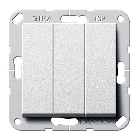 Выключатель 3-клавишный Gira SYSTEM 55, скрытый монтаж, алюминий, 283026