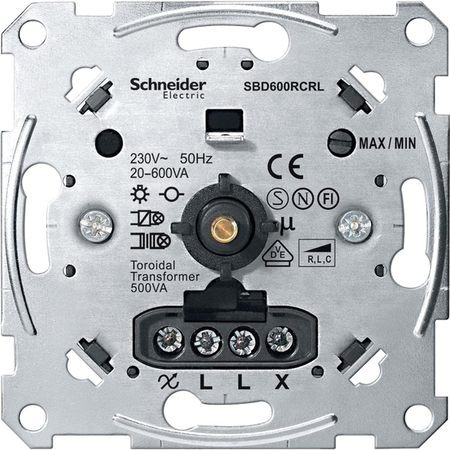 Механизм поворотно-нажимной светорегулятора-переключателя Schneider Electric Коллекции Merten, 20-600Вт, MTN5139-0000
