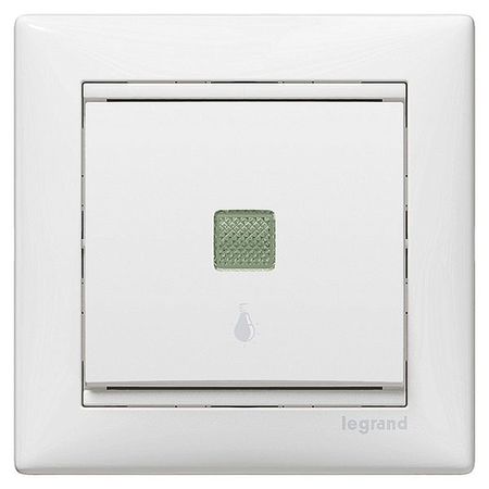 Выключатель 1-клавишный кнопочный Legrand VALENA, с подсветкой, скрытый монтаж, белый, 774413