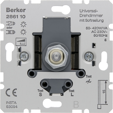 Механизм поворотного светорегулятора-переключателя Berker Коллекции Berker, 420 Вт, 286110