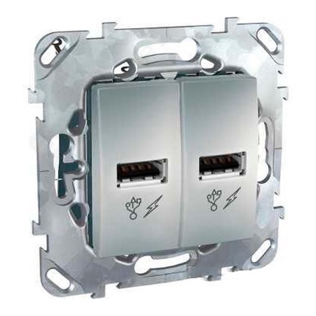 Розетка 2xUSB Schneider Electric UNICA TOP, алюминий, MGU5.928.30ZD