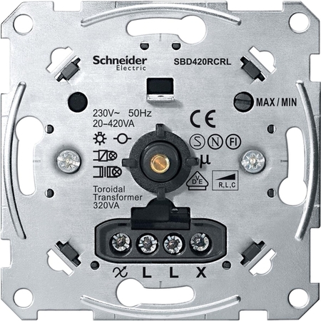Механизм поворотно-нажимного светорегулятора-переключателя Schneider Electric Коллекции Merten, 20-420Вт, MTN5138-0000