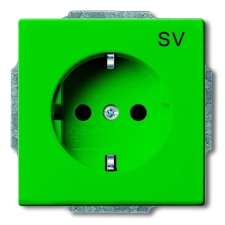 Розетка ABB BASIC55, скрытый монтаж, с заземлением, зеленый, 2011-0-6152