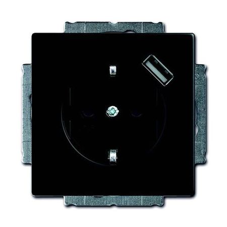 Розетка с USB ABB FUTURE, скрытый монтаж, с заземлением, со шторками, черный бархат, 20 EUCBUSB-885-500, 2CKA002011A6183