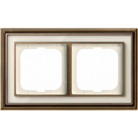 Рамка 2 поста ABB ДИНАСТИЯ, античная латунь//белое стекло, 1722-848-500, 2CKA001754A4581