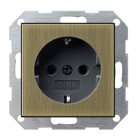 Розетка Gira SYSTEM 55, скрытый монтаж, с заземлением, бронза/антрацит, 0188603