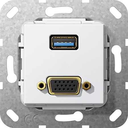 Розетка VGA+USB Gira SYSTEM 55, белый, 568803