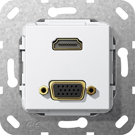 Розетка HDMI+VGA Gira SYSTEM 55, белый, 567603
