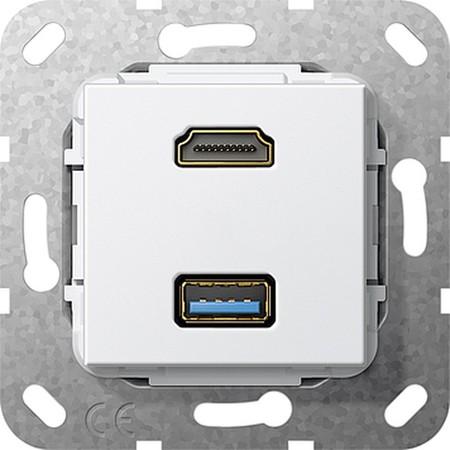 Розетка HDMI+USB Gira SYSTEM 55, белый, 567903