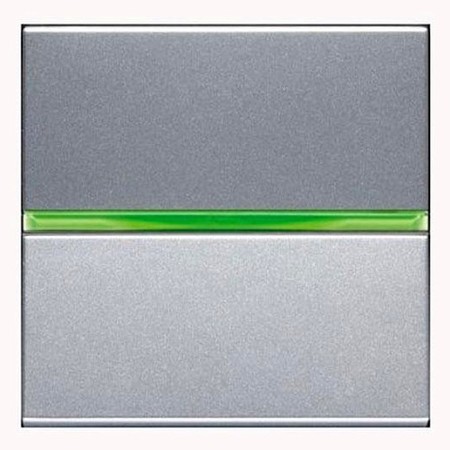 Выключатель 1-клавишный кнопочный ABB ZENIT с подсветкой, серебристый, N2204.5 PL, 2CLA220450N1301