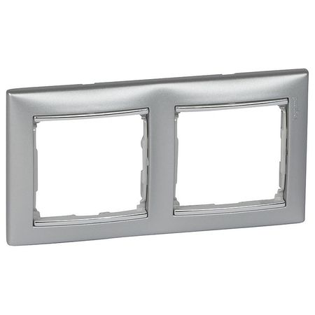 Рамка 2 поста Legrand VALENA, алюминий / серебряный штрих, 770352