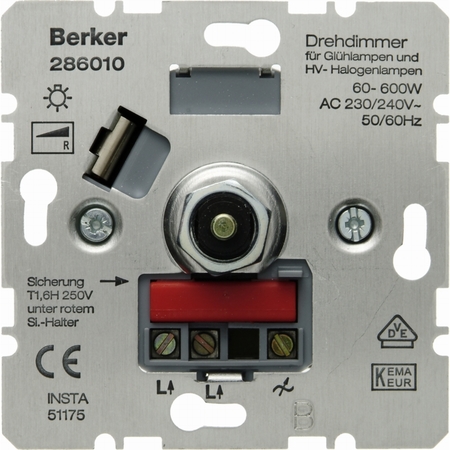 Механизм поворотного светорегулятора Berker Коллекции Berker, 600 Вт, 286010