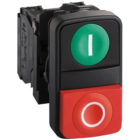 Кнопка двойная Schneider Electric Harmony 22 мм, IP66, Красный + зеленый, XB5AL73415