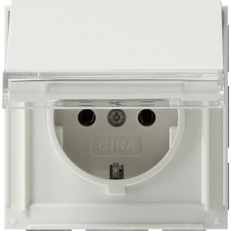 Розетка Gira TX 44, скрытый монтаж, с заземлением, с крышкой, белый, 041066