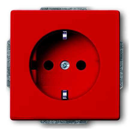 Розетка ABB, скрытый монтаж, с заземлением, со шторками, красный, 20 EUCKS-12-82, 2013-0-5322