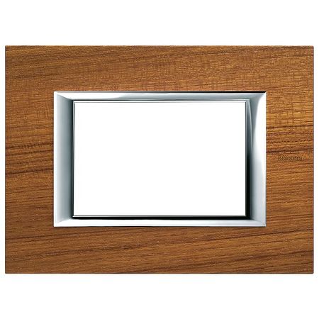 Рамка 3 модуля BTicino AXOLUTE, горизонтальная, тиковое дерево, HA4803LTK