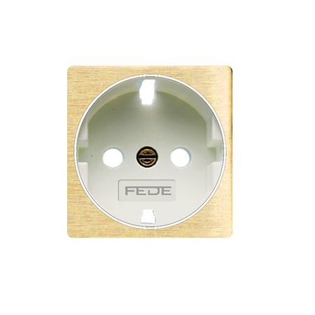 Накладка на розетку FEDE коллекции FEDE, с заземлением, bright gold/бежевый, FD04335OB-A