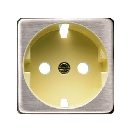 Накладка на розетку FEDE коллекции FEDE, с заземлением, nickel satin/бежевый, FD04335NS-A