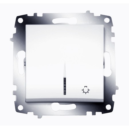 Выключатель 1-клавишный кнопочный ABB COSMO, с подсветкой, скрытый монтаж, белый, 619-010200-206