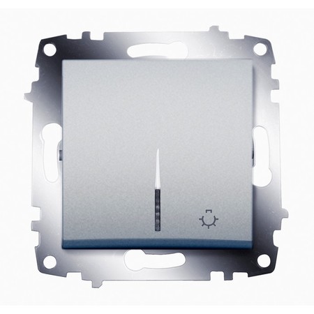 Выключатель 1-клавишный кнопочный ABB COSMO с подсветкой, алюминий, 619-011000-206