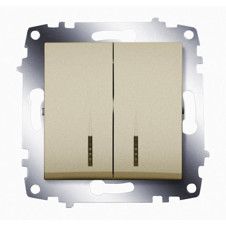 Выключатель 2-клавишный ABB COSMO с подсветкой, титан, 619-011400-203