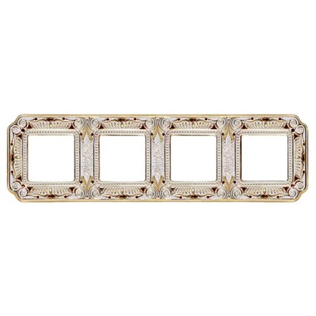 Рамка 4 поста FEDE CRYSTAL DE LUXE, gold white patina, FD01364OPCL