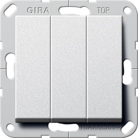 Переключатель 3-клавишный Gira SYSTEM 55, скрытый монтаж, алюминий, 283226