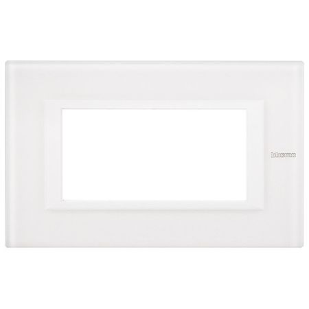Рамка 4 модуля BTicino AXOLUTE, белое стекло, HA4804VBB
