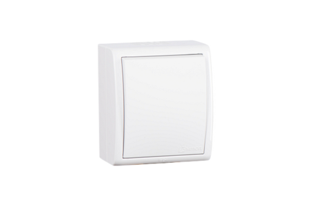 Выключатель 1-клавишный Simon SIMON 15 AQUA, с подсветкой, открытый монтаж, белый, 1594104-030