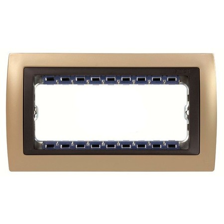 Рамка 8 узких модулей Simon SIMON 82, шампань, 82884-34