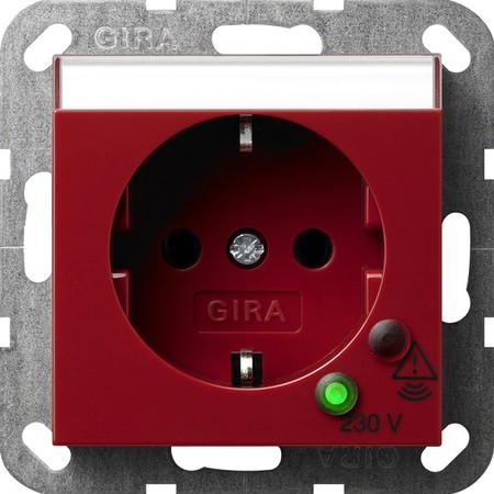 Розетка Gira SYSTEM 55, скрытый монтаж, с заземлением, красный, 045102