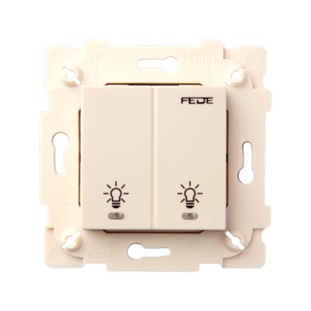 Выключатель сенсорный 2-клавишный FEDE Коллекции FEDE,бежевый, FD28602-A
