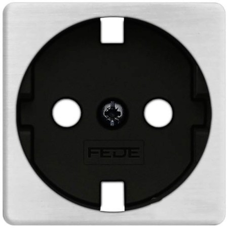 Накладка на розетку FEDE коллекции FEDE, с заземлением, nickel satin/черный, FD04314NS-M