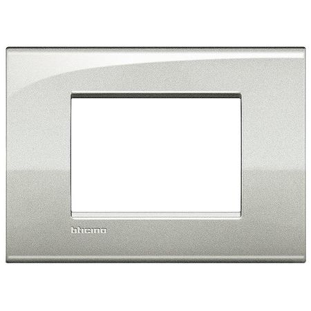 Рамка 3 модуля BTicino LIVING LIGHT, горизонтальная, лунное серебро, LNC4803GL