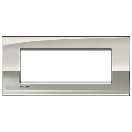 Рамка 7 модулей BTicino LIVING LIGHT, горизонтальная, палладий, LNC4807PL