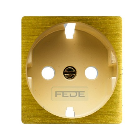 Накладка на розетку FEDE коллекции FEDE, с заземлением, real gold/бежевый, FD04314OR-A