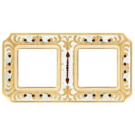 Рамка 2 поста FEDE CRYSTAL DE LUXE, gold white patina, FD01352OPCL