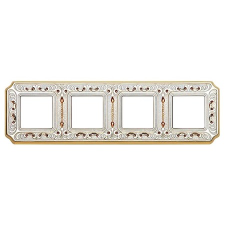 Рамка 4 поста FEDE CRYSTAL DE LUXE, gold white patina, FD01354OPCL