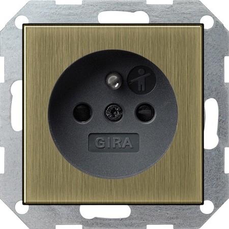 Розетка Gira SYSTEM 55, скрытый монтаж, с заземлением, со шторками, антрацит, 0485603
