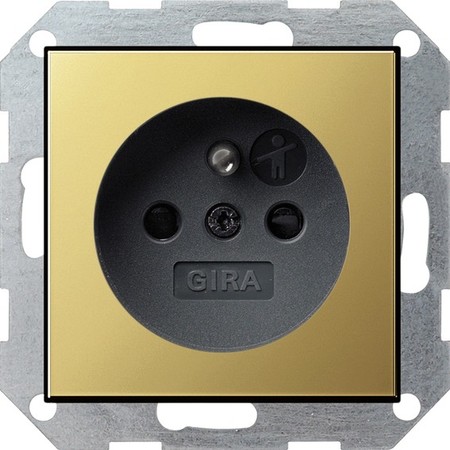 Розетка Gira SYSTEM 55, скрытый монтаж, с заземлением, со шторками, антрацит, 0485604